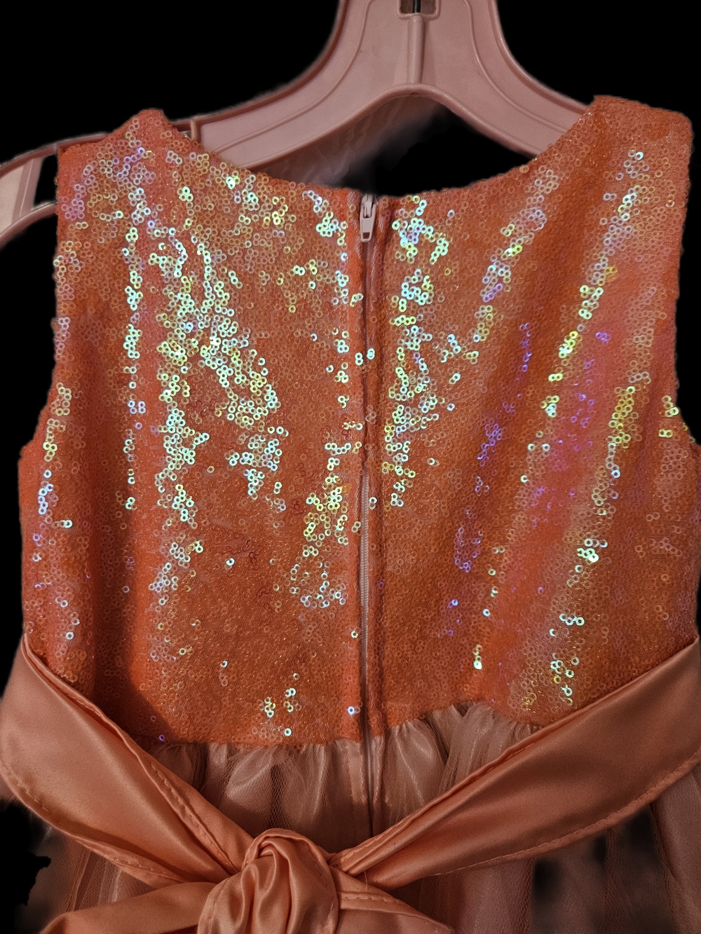 Ellie Kids Peach Sequin Party Dress - Picture 2 of 15